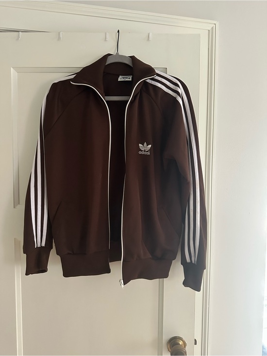 adidas Jackets & Blazers - adidas Brown Track Jacket with White Three-Stripes